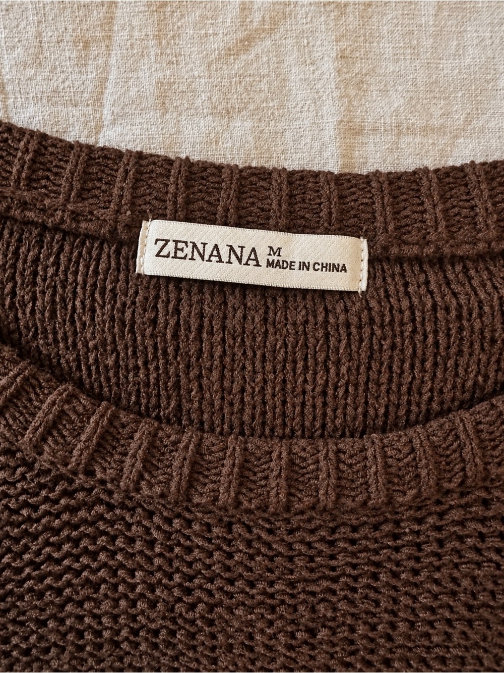 Zenana Chocolate Brown Open Knit Sweater Vest Fall Layering Top Medium - Picture 3 of 6